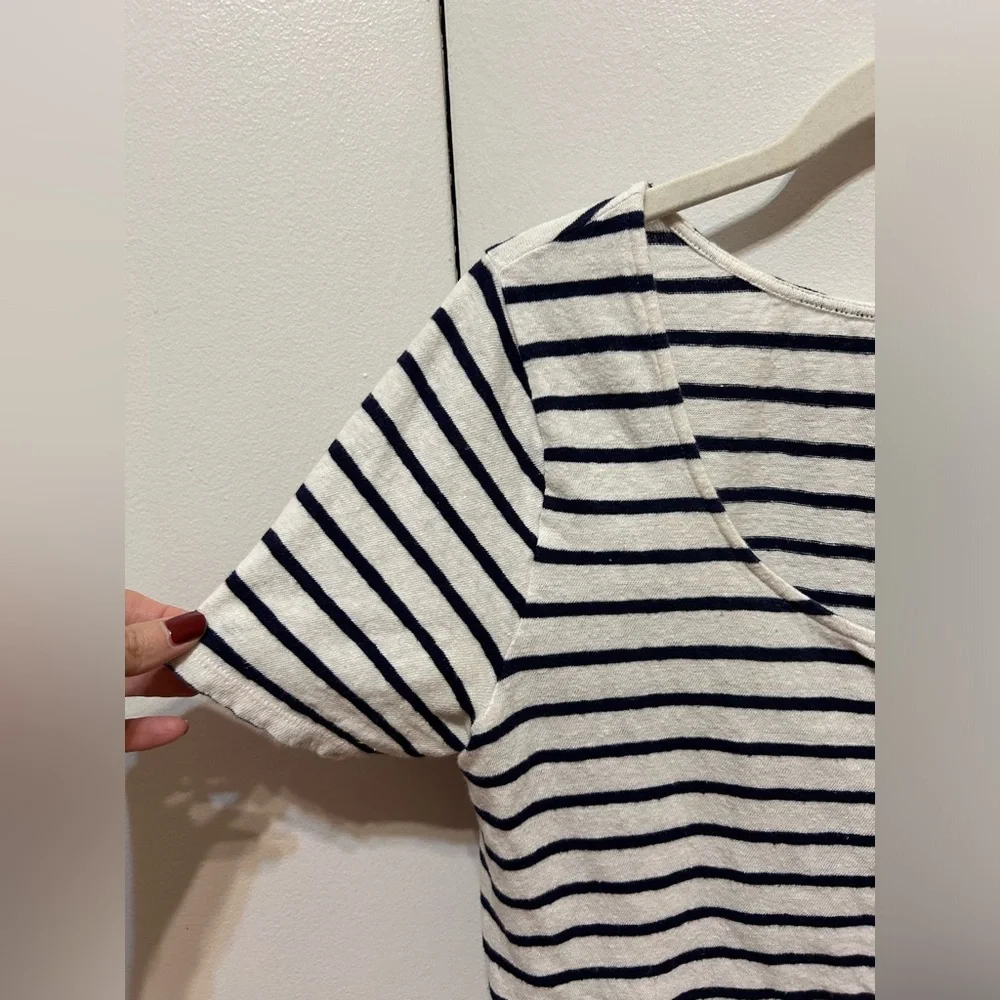 Sezane Milo T-Shirt in Ecru/Navy Striped, Size S - Picture 7 of 11